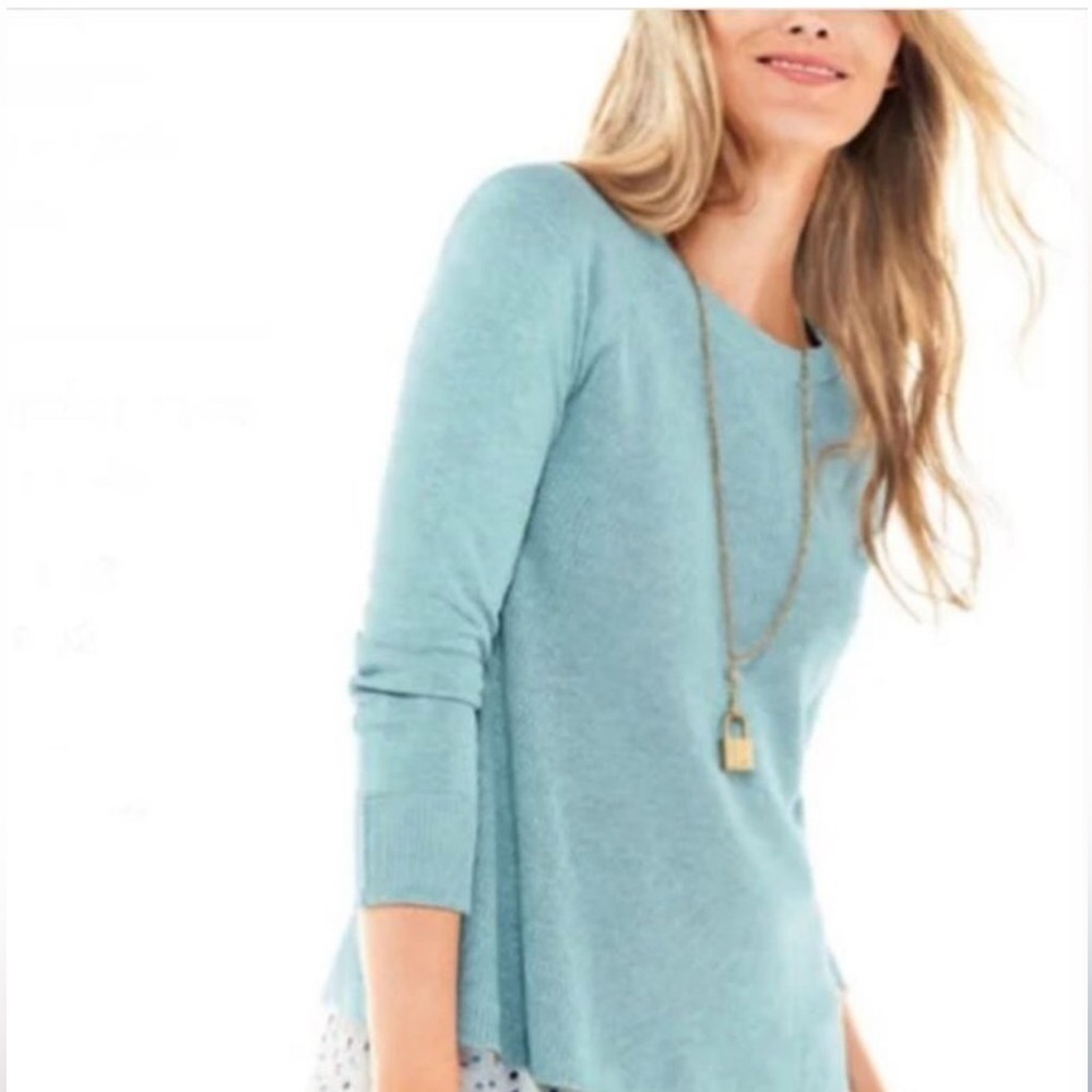 CAbi Blue Sky Swing Ribbed Knit Sweater XS